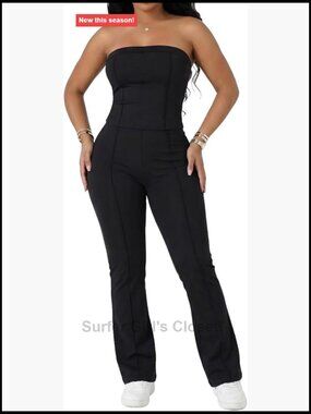 2 Piece Workout Set Strapless Tube Top Yoga Pants Lounge Outfit
